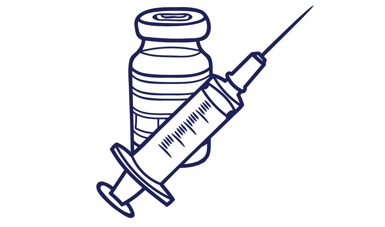 Animation depicting a vaccination and needle