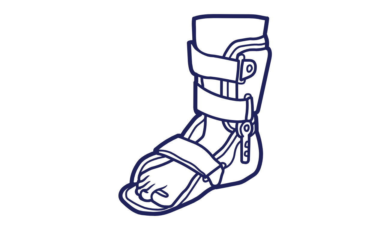 Animation of a walking boot - a tool to immobilize the foot in the event of a minor fracture in the foot.