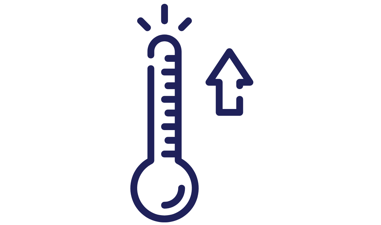 Animation of a thermometer displaying a high fever